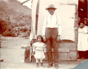 A Mexican Family and their tent-house; Superior, Arizona, C.1910. Photograph: Chicano Research Collection, Hayden Library.