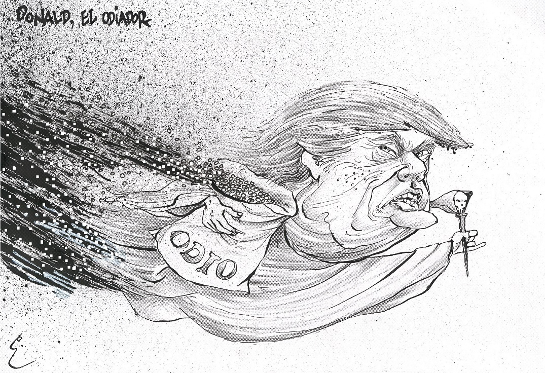 Cartón político de Donald Trump