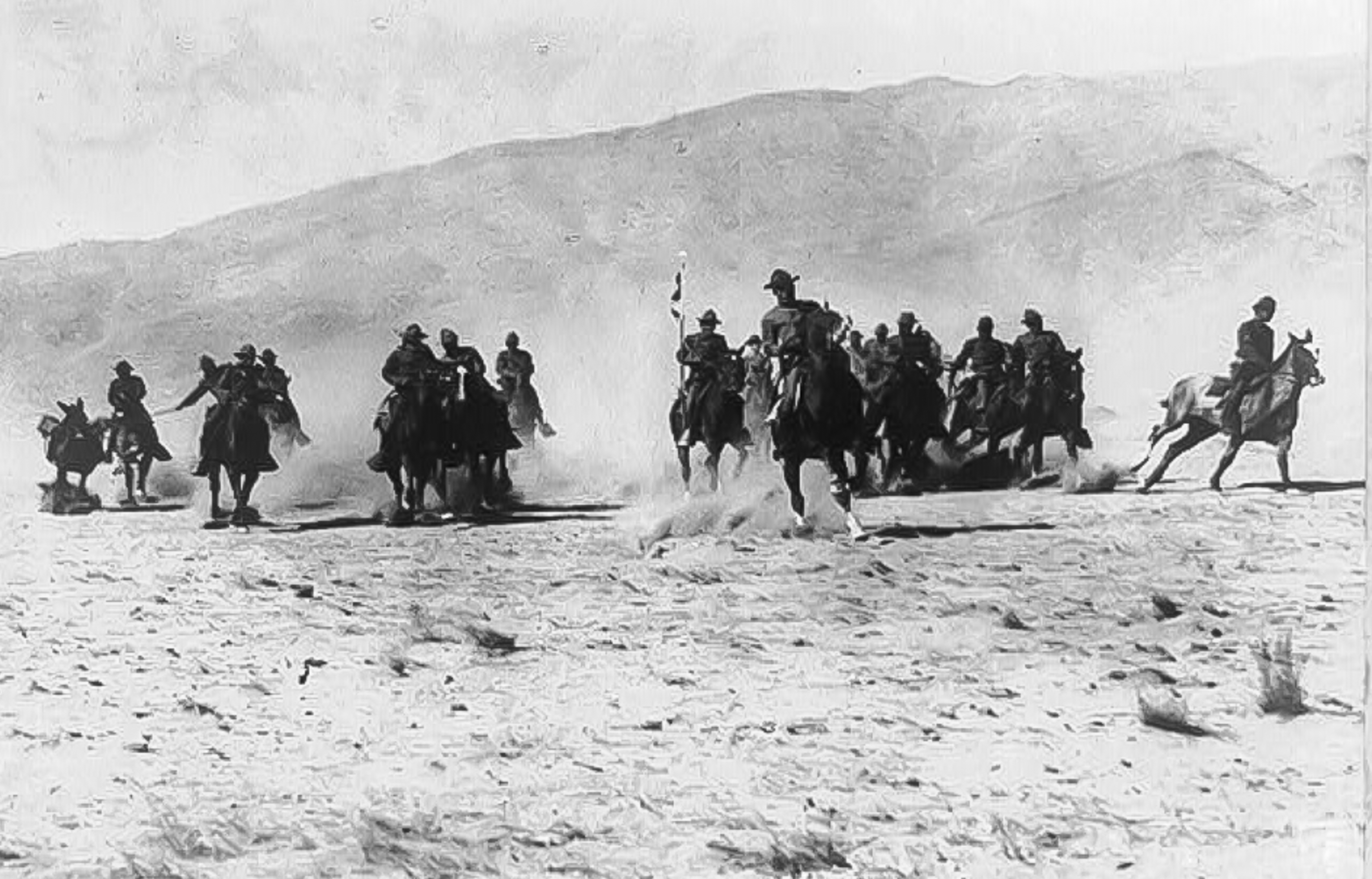 Soldados de la Octava Caballería de Armas del Ejército de Estados Unidos llevando a cabo prácticas durante la expedición punitiva en México en 1916. Foto: Biblioteca del Congreso de EE.UU.