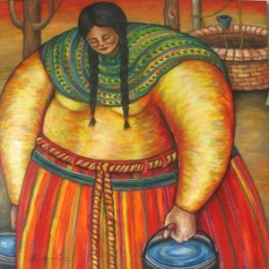 "Mujer en el pozo", pintura por Marco Antonio Galaviz y parte de la serie "Titanes".