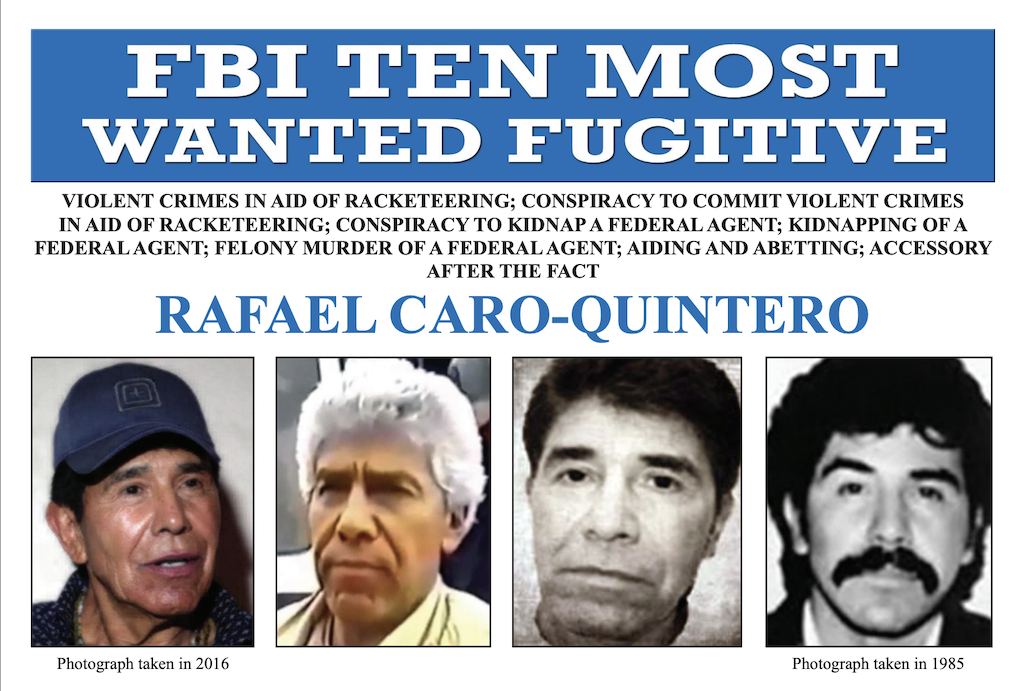 Rafael Caro Quintero es buscado por el gobierno de Estados Unidos.