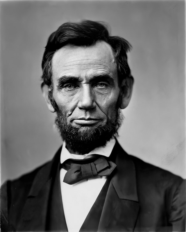 Se cree que este retrato de Abraham Lincoln, que fue tomado el 8 de noviembre de 1863, once días antes de su famoso Discurso de Gettysburg, es la mejor fotografía de él jamás tomada. La fotografía en primer plano tomada por Alexander Gardner se acerca más a preservar los contornos expresivos del rostro de Lincoln y su mirada penetrante. Dominio público.