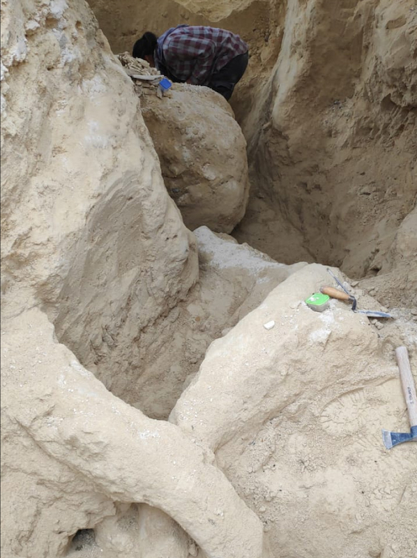 El sitio de la excavación por expertos del INAH en el poblado de Los Reyes de Juárez, en el Estado de Puebla. Foto: INAH