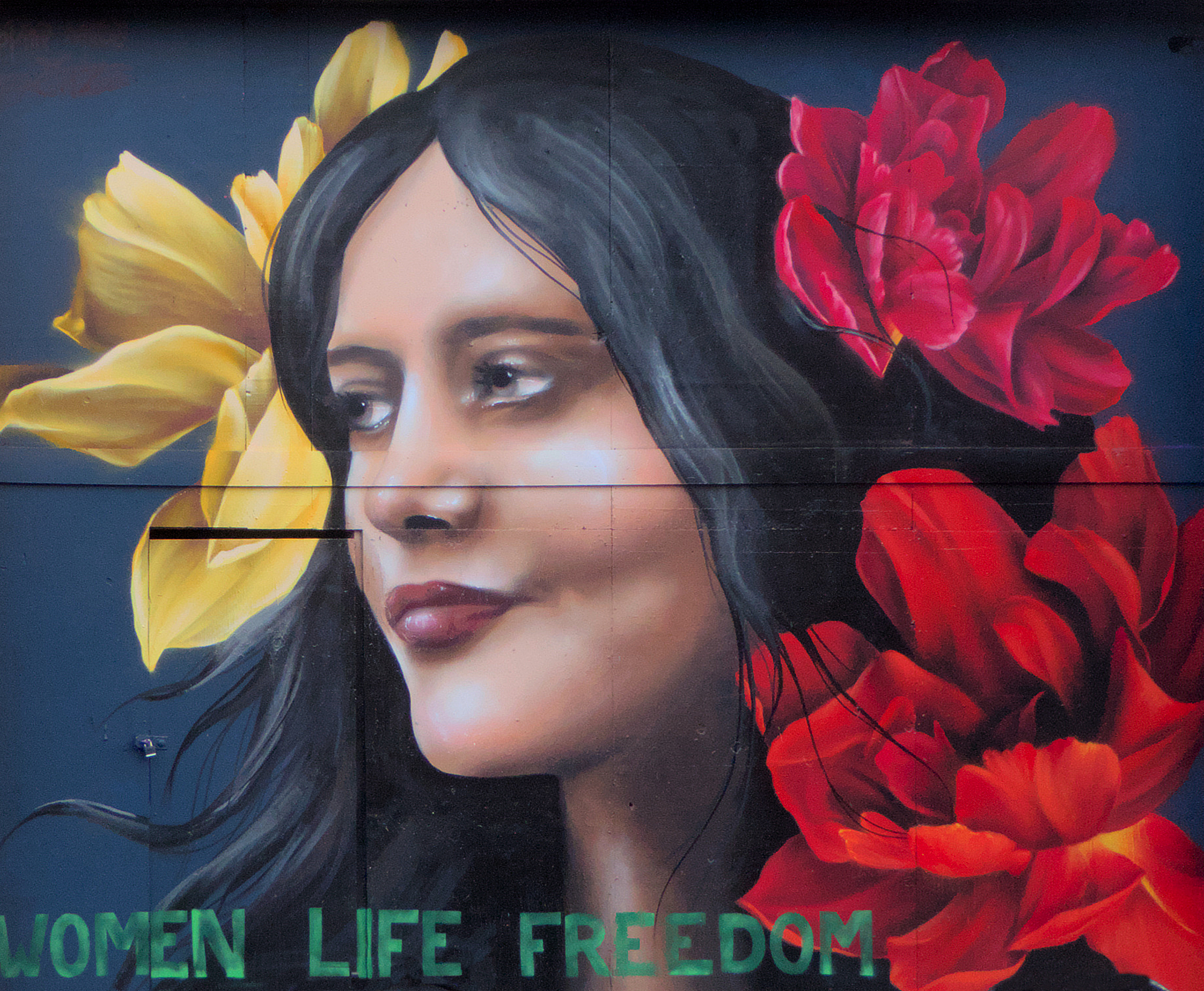 Un mural en honor de Mahsa Amini en el municipio londinense de Hackney, que fue pintado por la artista Sophie Mess en colaboración con Peachzz. Mahsa Amini murió en condiciones sospechosas en Irán tras ser arrestada por supuestamente vestir inapropiadamente. Foto: Domingo Alves | Flickr | Creative Commons