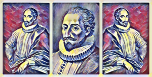 Miguel de Cervantes Saavedra es la figura más importante y célebre de la literatura española. Es mejor conocido por ser el autor de Don Quijote (1605, 1615), un clásico literario muy leído y traducido. Collage: Barriozona Magazine © 2023