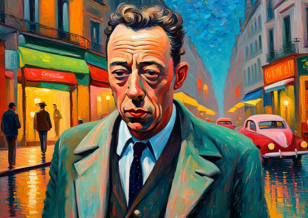 Albert Camus, nacido en 1913, fue conocido por explorar lo absurdo de la vida. En obras como El mito de Sísifo, el renombrado filósofo profundiza en el existencialismo, enfatizando la lucha inherente por encontrar significado en un universo indiferente. Camus aboga por aceptar lo absurdo de la vida con resiliencia y rebelión consciente contra la desesperación, lo que lo convierte en una figura fundamental de la filosofía existencialista. Ilustración: Barriozona Magazine © 2024