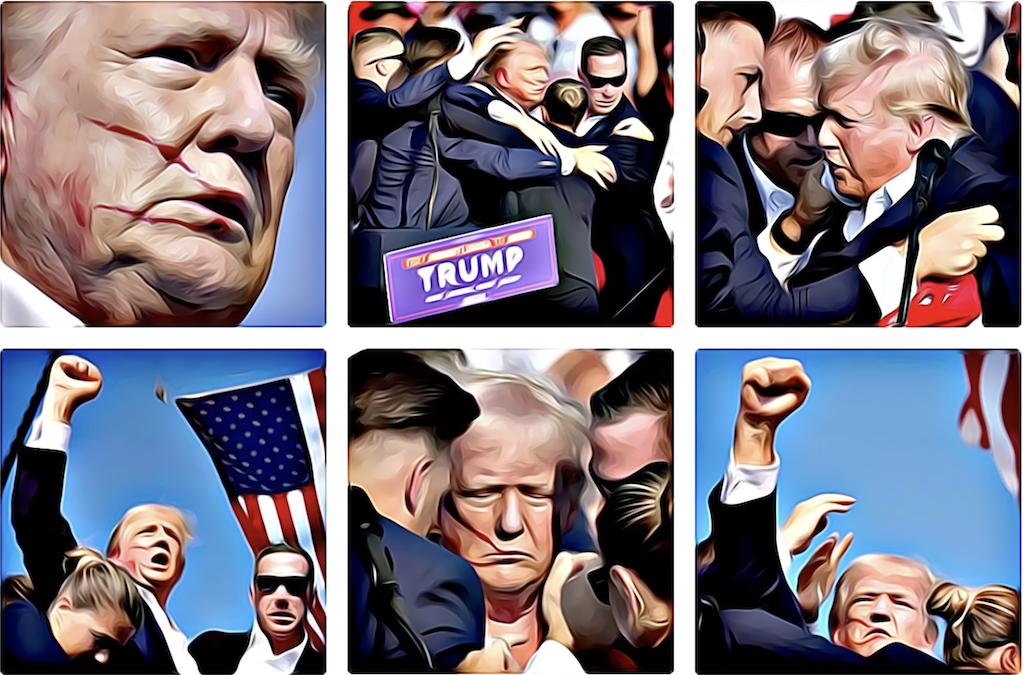 El atentado a Trump es un recordatorio contundente de la amenaza persistente de la violencia política en Estados Unidos. Collage: Barriozona Magazine 2024