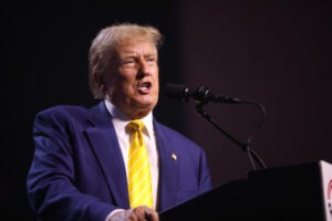 With Donald Trump in Arizona, the Republican rally scheduled for August 23 has the potential to match or even surpass the recent Democratic event, carrying significant implications for the overall campaign narrative. In this image from June 13, 2024, former President Donald Trump, the Republican candidate, addresses an audience in Phoenix, Arizona.